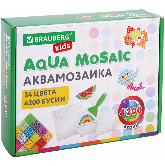 Аквамозаика BRAUBERG KIDS 24 цв 4200 бусин 664916