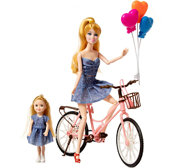 Кукла с дочкой Family Look на велосипеде, джинс