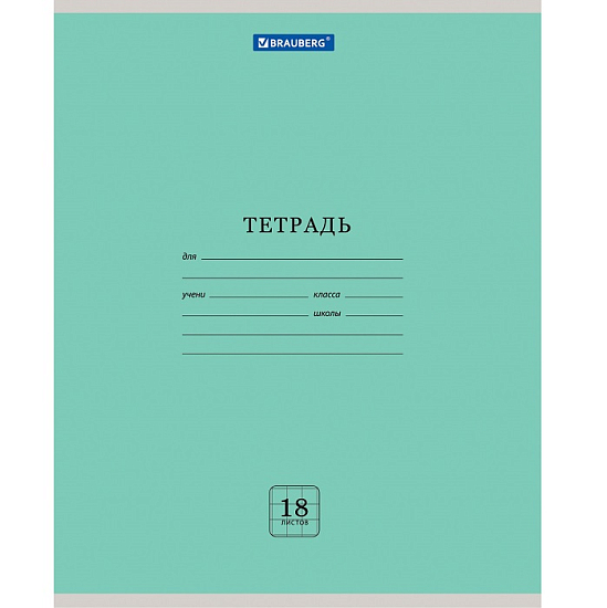 Тетрадь 18л. BRAUBERG ЭКО клетка ЗЕЛЕНАЯ ПАСТЕЛЬНАЯ, 105675