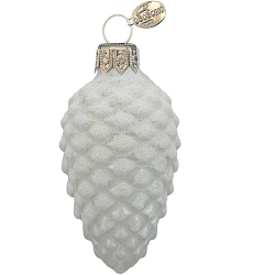 Ёлочное украшение "Шишка в снегу, белая", в подарочной упаковке, h-9 см