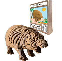 Картонный 3D конструктор QBRIX Бегемотик Му Денг (10 см)
