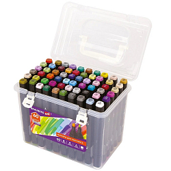 Маркеры для скетчинга BRAUBERG ART DEBUT "BLACK", НАБОР 60 шт, пластиковый кейс, 152131