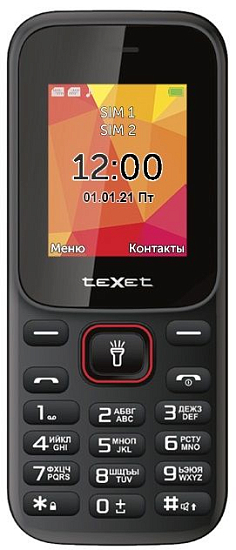 Телефон TEXET TM-124 черный-красный