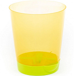 Горшок цветочный ПОЛЕСЬЕ №3 с поддонником, 2 литра (горшок прозрачно-жёлтый, поддонник лимонно-зелёный)