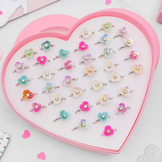 Кольцо детское "Орхидея", цвет МИКС в серебре