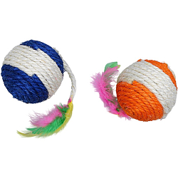 Шар из сизали с перьями "Лоретта", 6.5 см, микс цветов   155210