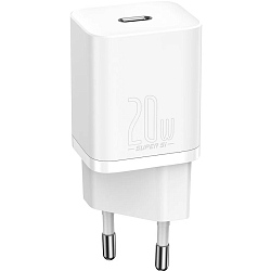Сетевое ЗУ 1Type-C BASEUS белый, 20W (CCSUP-B02)