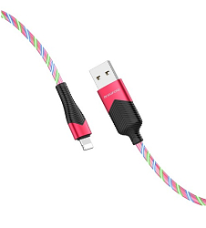 Кабель USB <--> Lightning  1.2м BOROFONE BU19 Streamer светящийся, красный