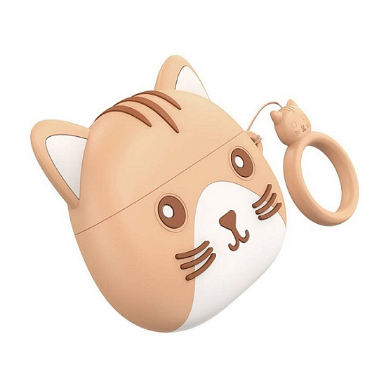 Наушники HOCO EW46 в чехле "Кот" бежевый