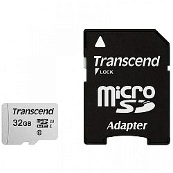 Micro SD 32Gb Transcend Class 10 UHS-I 300S U1 с адаптером SD