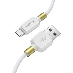 Кабель USB <--> microUSB  1.0м BOROFONE BX59 Defender, белый, золотая вставка