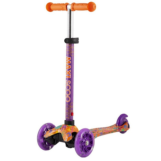 Самокат Maxiscoo Baby 2021 со светящимися колёсами, принт кошки