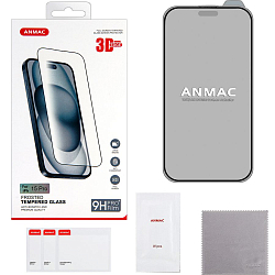 Противоударное стекло 3D ANMAC для iPhone 15 Pro Max матовое с сеточкой