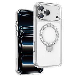 Задняя накладка KEEPHONE SHINERING MAGSAFE CASE WITH HOLDER RING для iPhone 17 PRO MAX, CLEAR