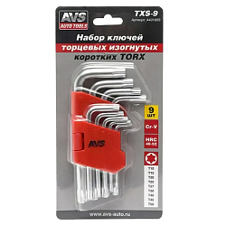 Набор ключей торцевых изогнутых коротких TORX AVS TXS-9 (9 предметов) (T10-T50)