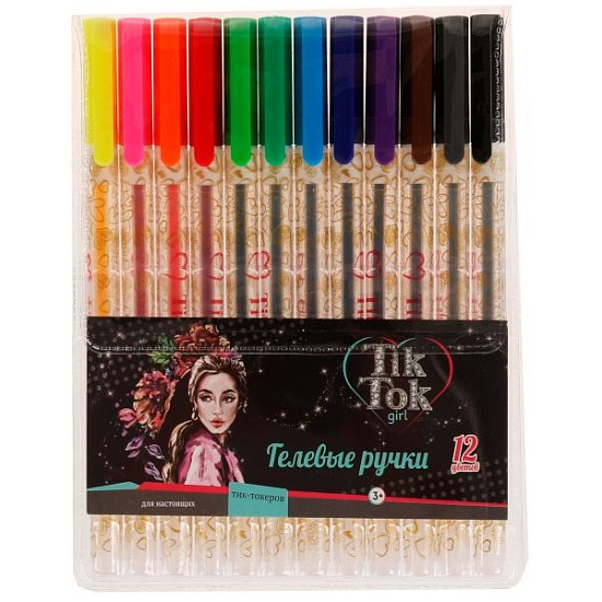 Ручки гелевые TIK TOK GIRL 12 цветов GP12-69242-TT
