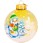 Шар "Снеговик с подарком", 80мм, в подарочной упаковке КУ-80-244003