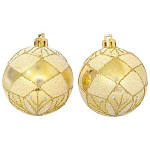 Набор шаров 6 см, 6 шт, цвет: золотой с рис PBD6-6-882-G арт.101780