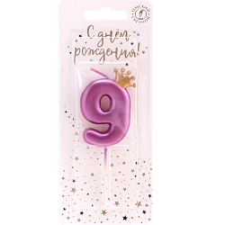 Свеча для торта "Корона", цифра "9", 5,5 см, на шпажке 10642843