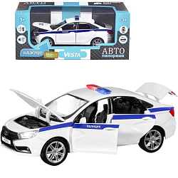 Машина металлическая «Lada Vesta. Полиция» седан, 1:24, открываются двери, капот, багажник, свет и звук, инерция