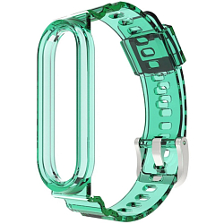 Силиконовый ремешок AKSBERRY для Xiaomi Mi Band 3/4/5/6 (прозрачный зеленый)