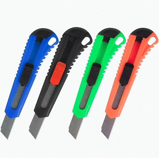 Нож канцелярский 18мм BRAUBERG ассорти фиксатор европодвес арт.230917