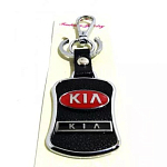 Брелок с карабином KIA хром-металл на коже