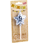 Свеча в торт на шпажке "Воздушный шарик.Звезда", цифра 9, 11х5 см, серебряная 7663065