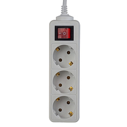 Сетевой удлинитель 3.0м PERFEO POWERMATE, белый, 3 розетки, с кнопокой (PF-PM-3/3,0-W)10А