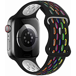 Силиконовый ремешок HOCO WA19 для APPLE Watch 38/40/41mm двухцветный, чёрный, разноцветные пятна