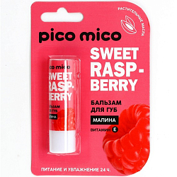 Бальзам для губ PICO MICO питание и увлажнение, с ароматом малины, 3.5 г