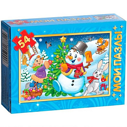 Пазл детский «Весёлый снеговичок», 54 элемента