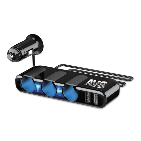 Разветвитель прикуривателя AVS CS319U (3 выхода+2 USB)