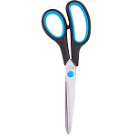 Ножницы OfficeSpace 21,5см эргономичные ручки, черные с синими вставками, ПВХ чехол арт.264904
