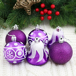 Набор украшений пластик 6шт "Византия" (4 шара d-6 см, 2 колокольчика) фиолетовый арт.2131363