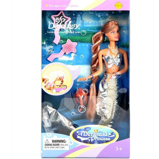 Кукла DEFA Lucy "Прекрасная ундина" (в комплекте морское животное и аксессуары, волосы меняют цвет)