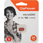 Micro SD 64Gb GoPower Class10 UHS-I (U3) 90Mb/s V30 без адаптера
