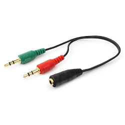 Разветвитель Jack 3.5 <--< 2*Jack 3.5  0.2м CABLEXPERT CCA-418 черный