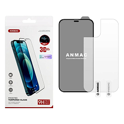 Противоударное стекло 3D ANMAC для iPhone 12/12 Pro матовое с сеточкой + пленка назад черная