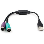 Переходник USB <--> 2*PS/2 Cablexpert UAPS12-BK, черный
