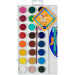 Акварель JOVI, 24 цвета, малые кюветы, с кистью, с палитрой 800/24