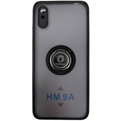 Задняя накладка NONAME для Xiaomi Redmi 9A черный, с кольцом