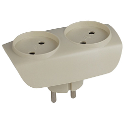 Тройник ЭРА SP-2e-I слоновая кость