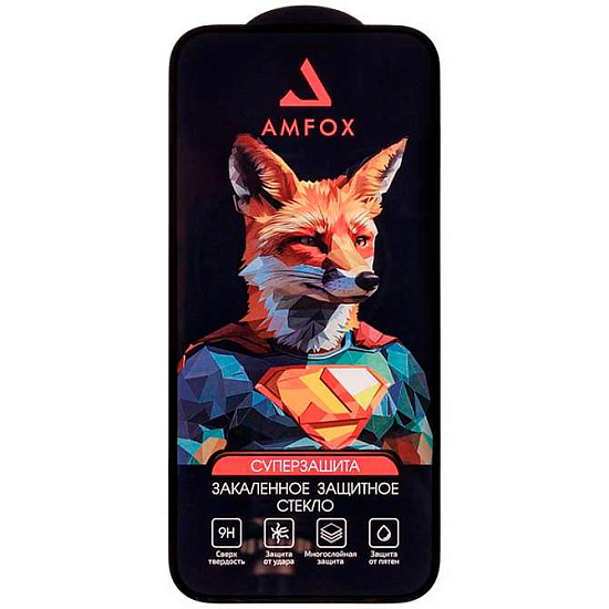 Противоударное стекло AMFOX для iPhone 16 Pro, черное