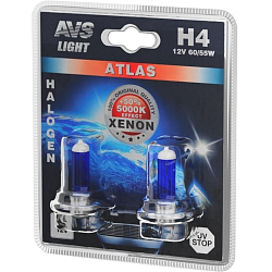Лампа галогенная AVS ATLAS/5000К/ H4.12V.60/55W.блистер 2шт.