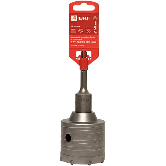 Коронка буровая по бетону с оснасткой TCT-68 М22 SDS-plus EKF Master