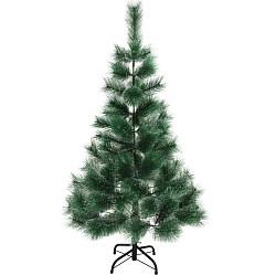 Ель искусственная ЗОЛОТАЯ СКАЗКА "Пушистая" 120 см, с инеем и шишками, зеленая, 592043