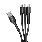 Кабель USB <--> microUSB/Type-C/Ligthning  1.2м DEPPA Armor черный (72514)
