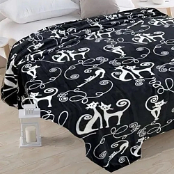 Плед 180*200 бамбуковый "Кошки" черный