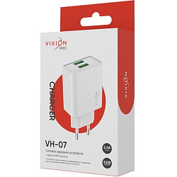 Сетевое ЗУ 2USB 2.4A VIXION VH-07 белое
